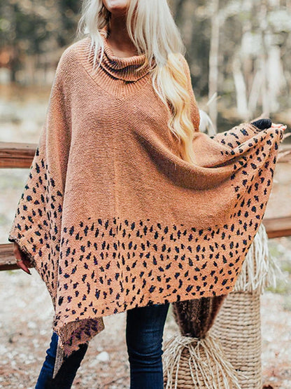 Aura Stylo - Leopard Turtleneck Poncho