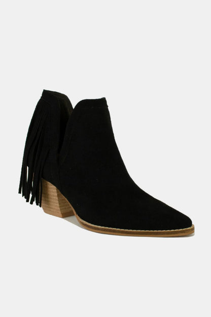 Aura Stylo - Beast Fashion Fringe Side V-Cut Ankle Booties