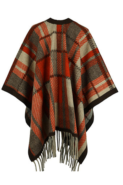 Aura Stylo - Cloak Sleeve Fringe Detail Poncho