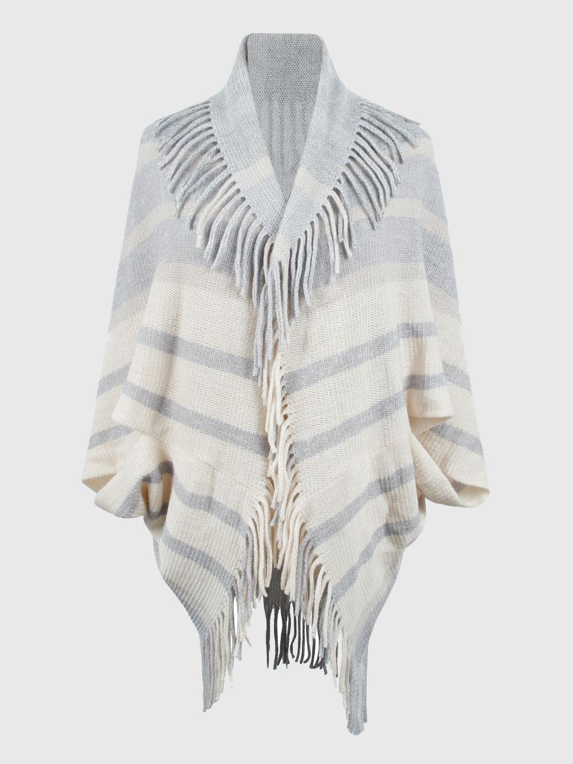 Aura Stylo - Fringe Detail Open Front Poncho