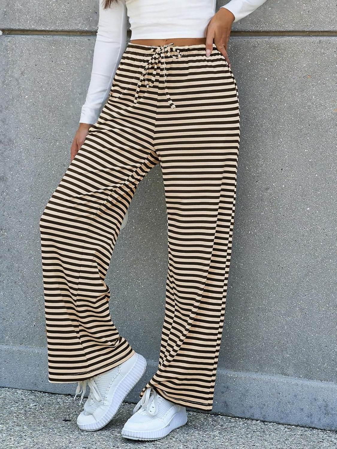 Aura Stylo - Lovelet Striped Wide Leg Pants