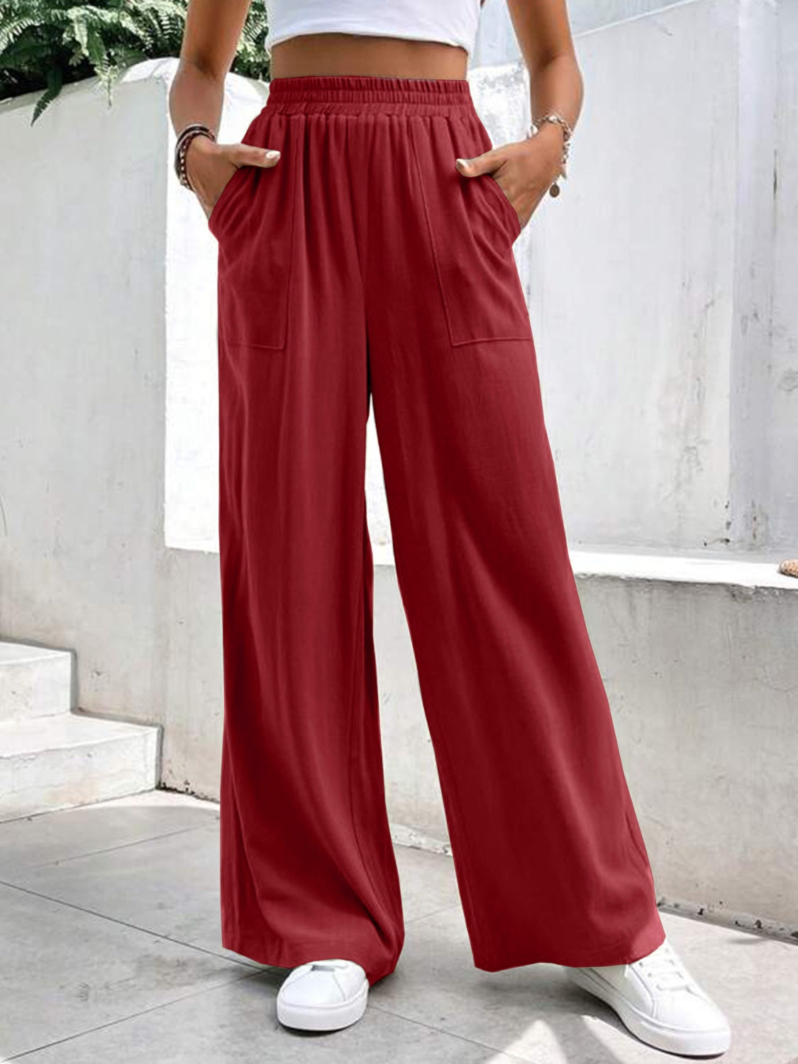 Aura Stylo - High Waist Wide Leg Pants with Pockets