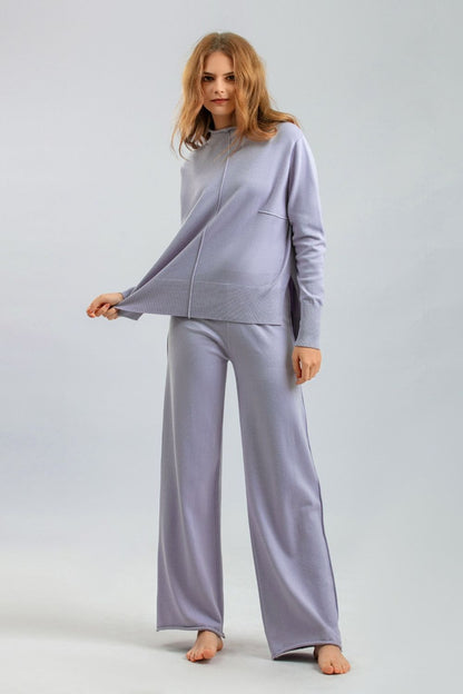 Aura Stylo - Basic Bae Mock Neck Long Sleeve Top and Pants Sweater Set