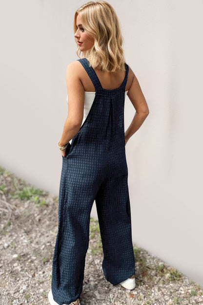 Oh Full Size Plaid Wide Leg Overalls with Pockets