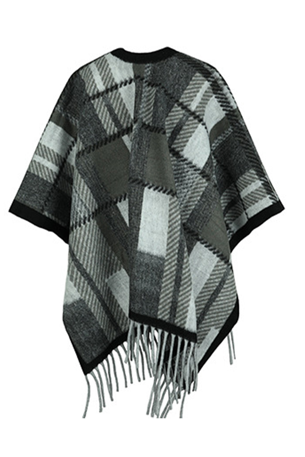 Aura Stylo - Cloak Sleeve Fringe Detail Poncho