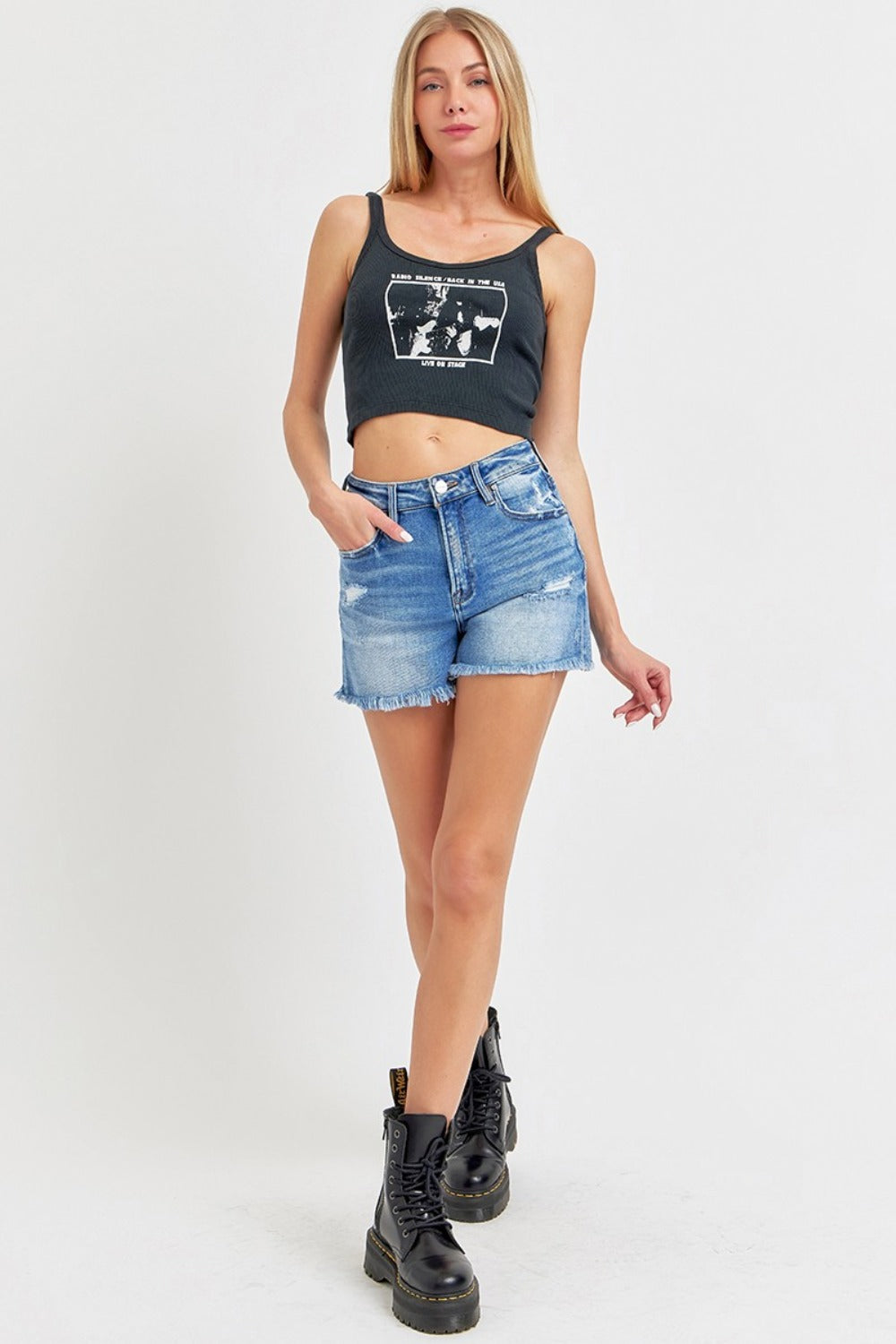 Risen Full Size High Rise Denim Shorts