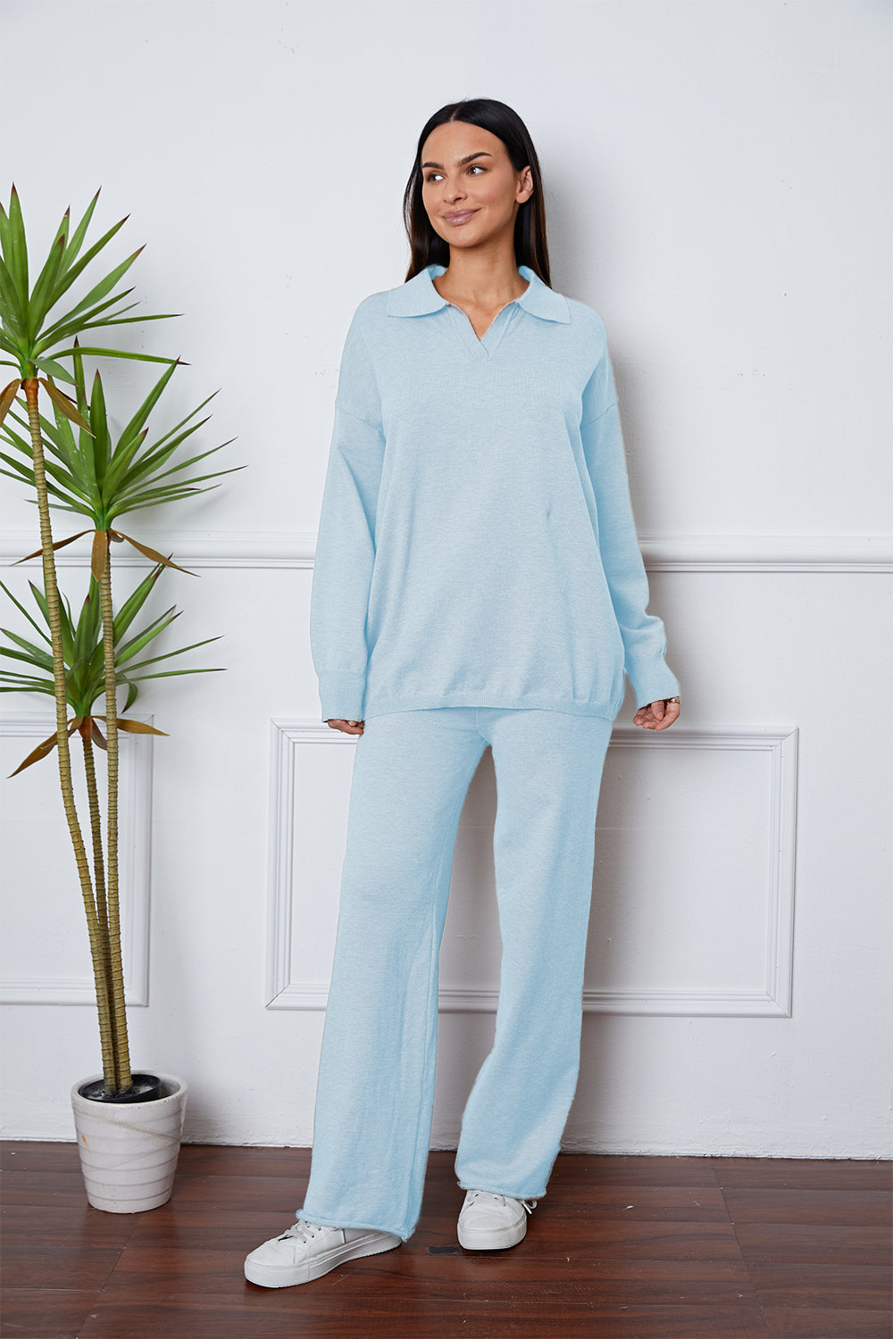 Aura Stylo - Dropped Shoulder Sweater and Long Pants Set