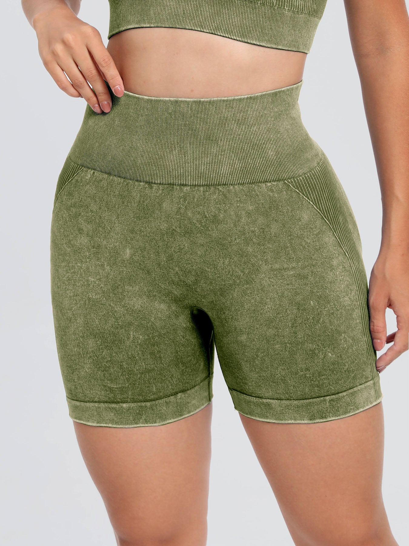 Aura Stylo - Washed High Waist Active Shorts