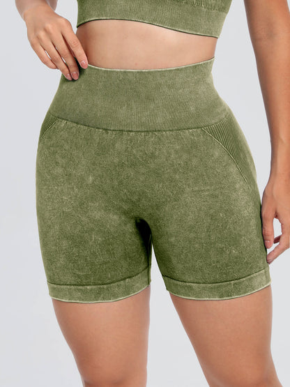 Aura Stylo - Washed High Waist Active Shorts