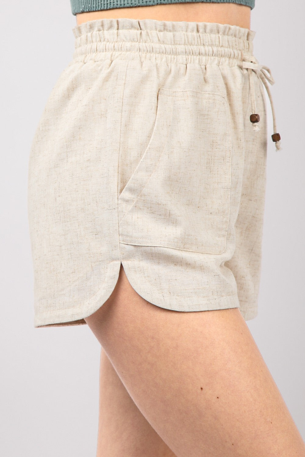 Aura Stylo - VERY J Drawstring Elastic Waist Linen Shorts