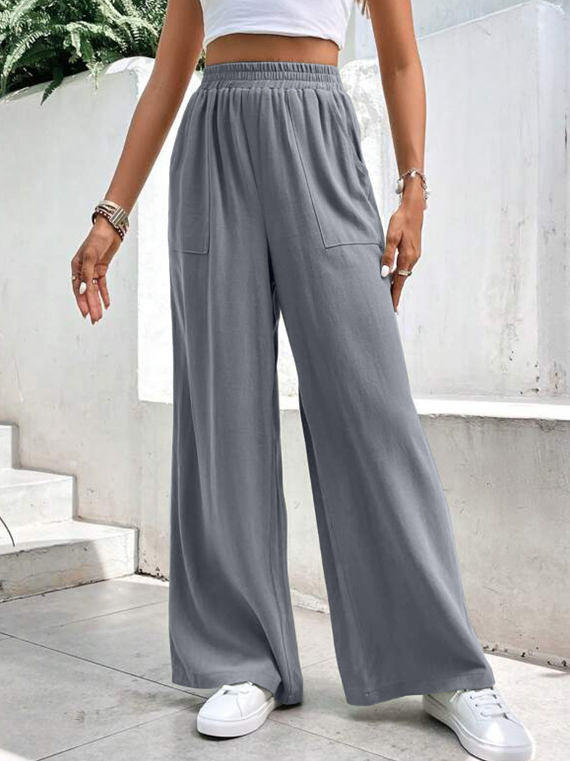 Aura Stylo - High Waist Wide Leg Pants with Pockets