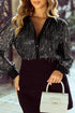 Aura Stylo - Sequin Collared Neck Long Sleeve Shirt