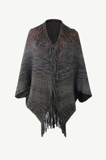 Aura Stylo - Multicolored Fringe Trim Poncho