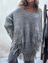 Aura Stylo - Fringe Detail Long Sleeve Sweater with Pockets