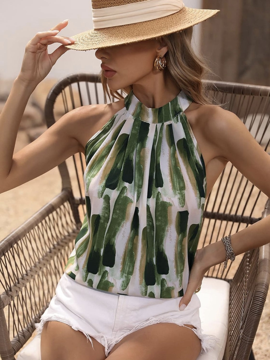 Timeless Printed Mock Neck Tank