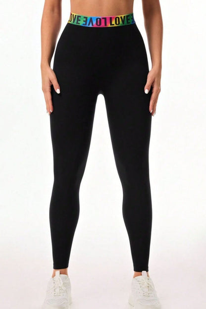 Aura Stylo - Letter Printed High Waist Active Leggings