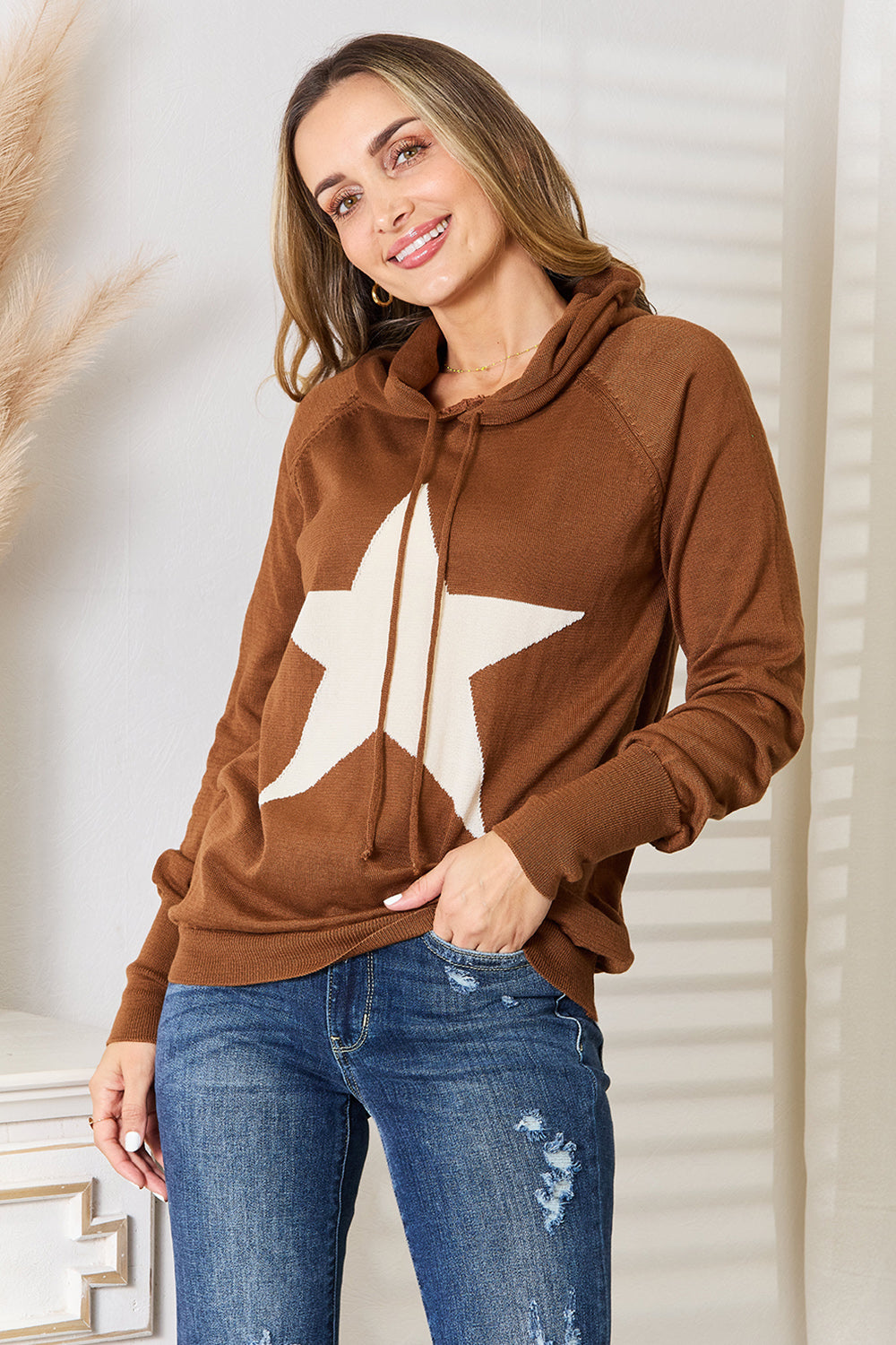 Aura Stylo - Heimish Full Size Star Graphic Hooded Sweater