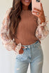 Aura Stylo - Cable Knit Round Neck Flounce Sleeve Sweater