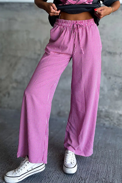 Aura Stylo - Plaid Wide Leg Pants with Pockets