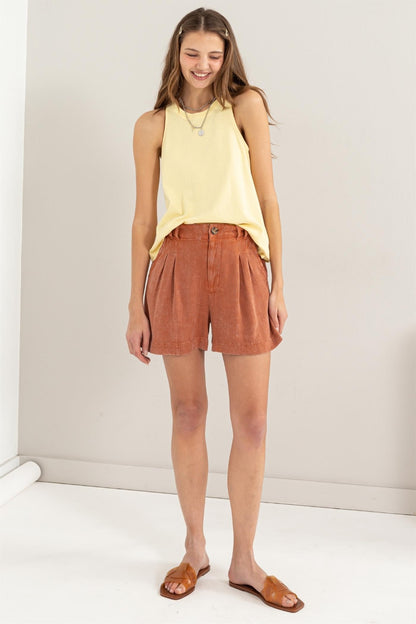 Aura Stylo - HYFVE High Waist Pleated Linen Shorts