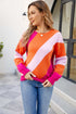 Aura Stylo - Angel Wings Color Block Ribbed Round Neck Sweater