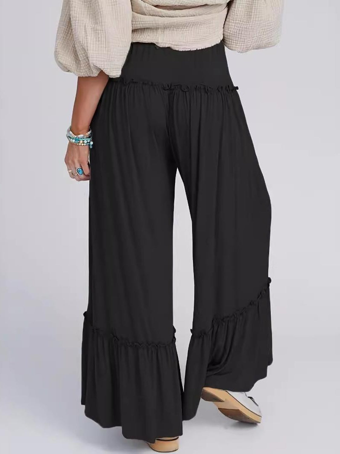 Aura Stylo - Full Size Frill Wide Leg Pants