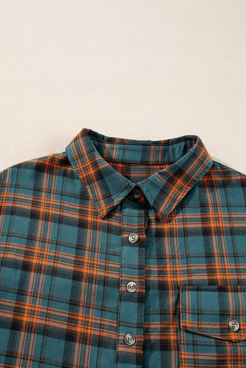 Aura Stylo - Plaid Collared Neck Long Sleeve Shirt