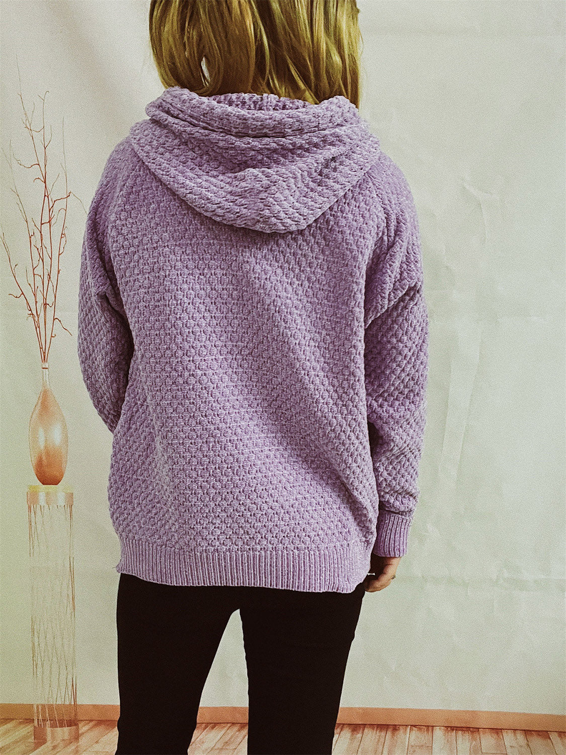 Aura Stylo - Drawstring Long Sleeve Hooded Sweater