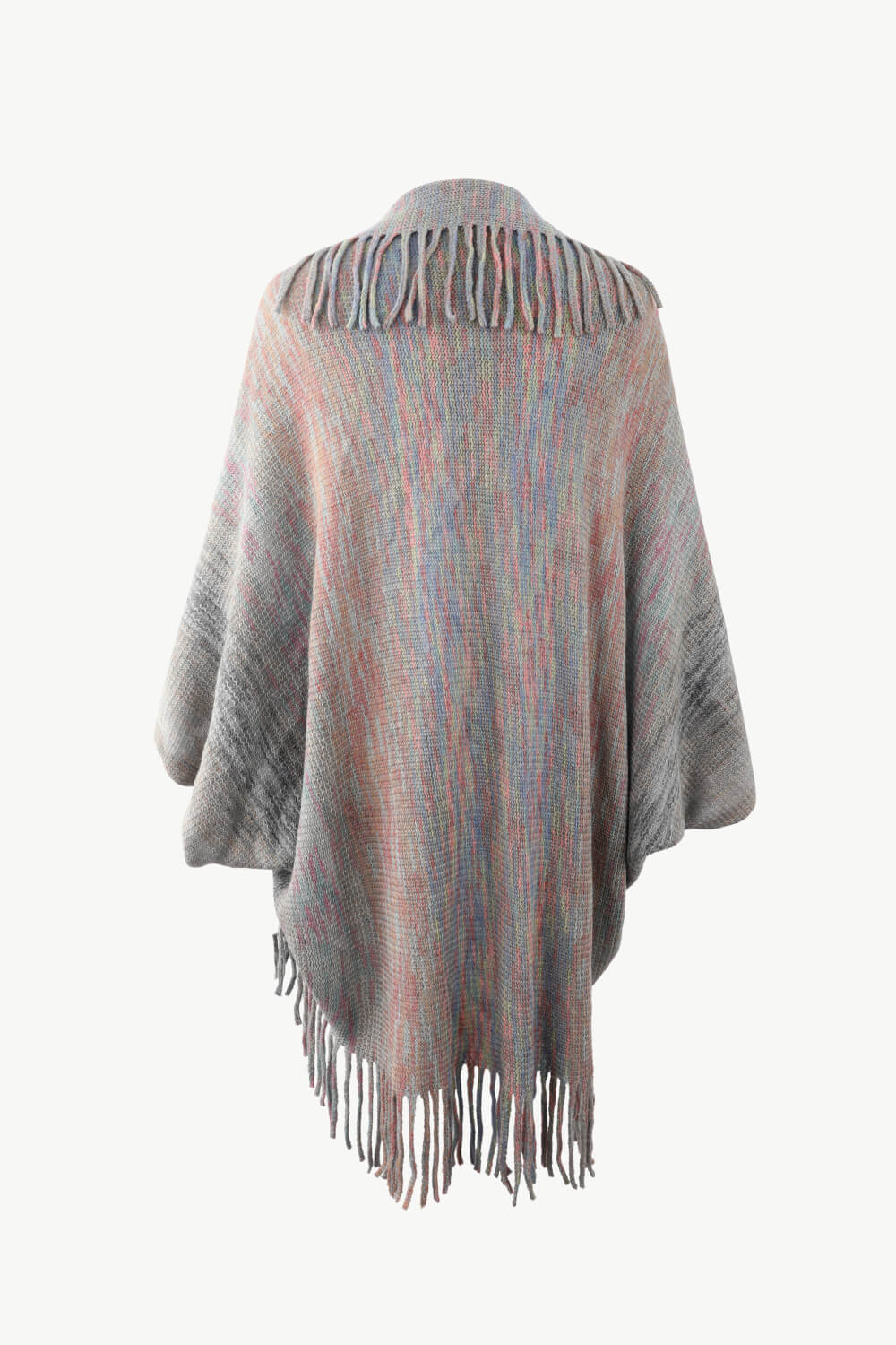 Aura Stylo - Multicolored Fringe Trim Poncho