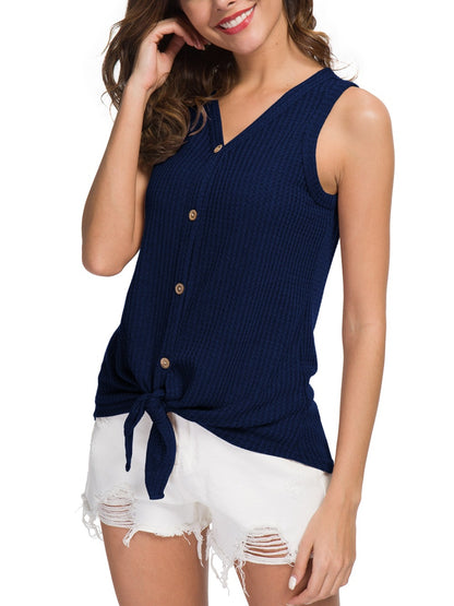 Sophisticated Tied V-Neck Tank