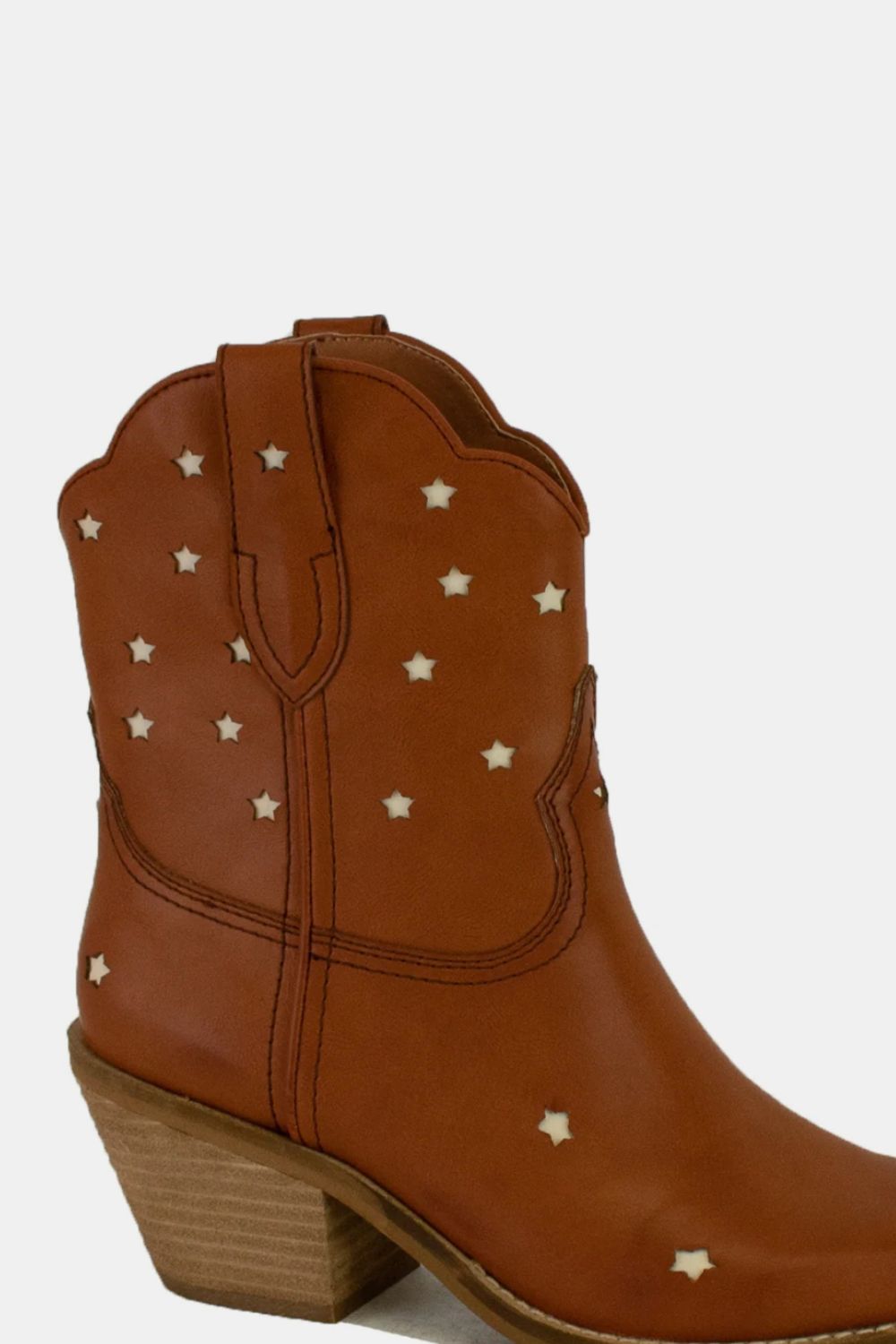 Aura Stylo - Beast Fashion Faux Leather Star-Shaped Cutouts Point Toe Boots