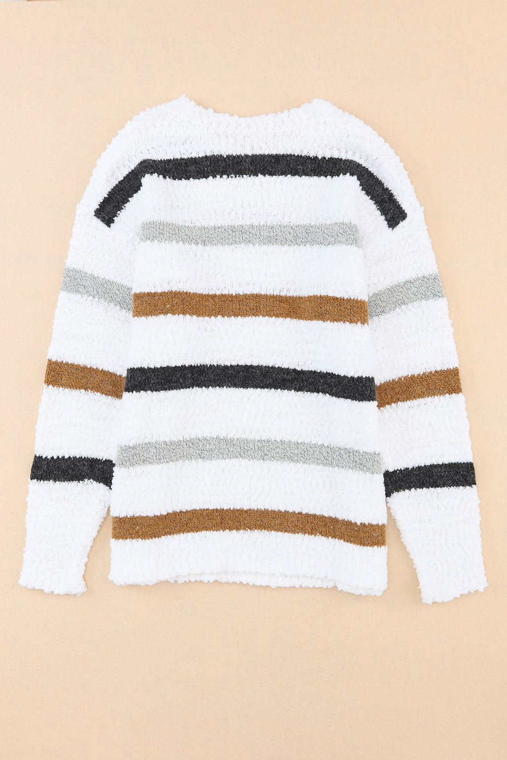 Aura Stylo - Striped Round Neck Dropped Shoulder Sweater