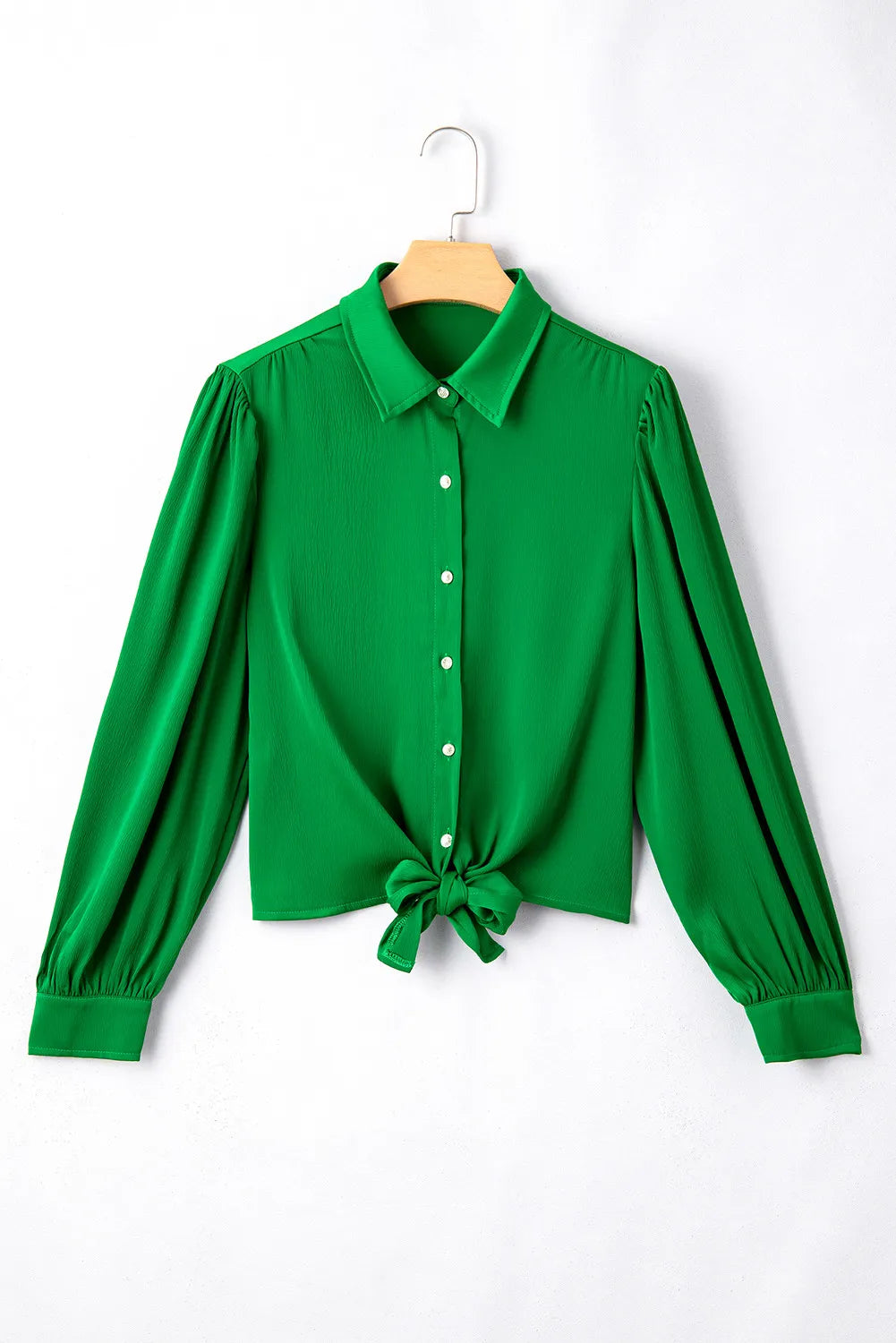 Aura Stylo - Tied Collared Neck Long Sleeve Shirt