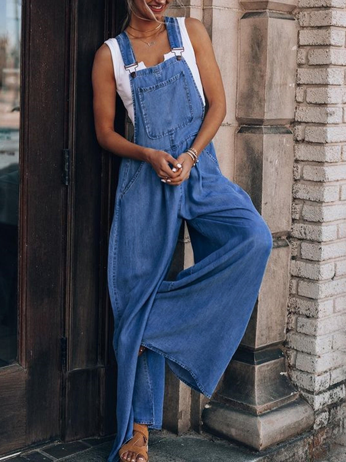 Trendy Wide Leg Denim Overalls