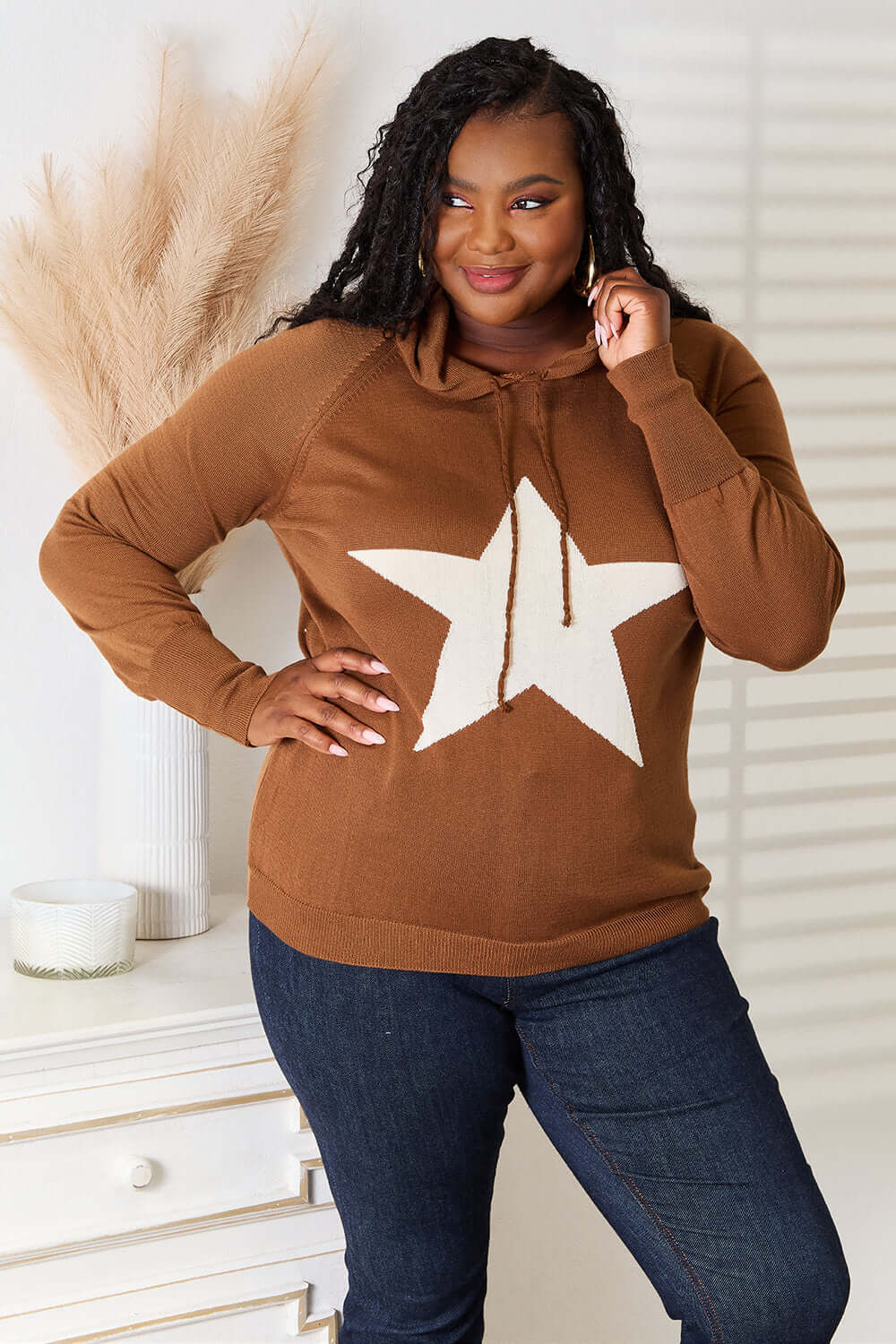 Aura Stylo - Heimish Full Size Star Graphic Hooded Sweater