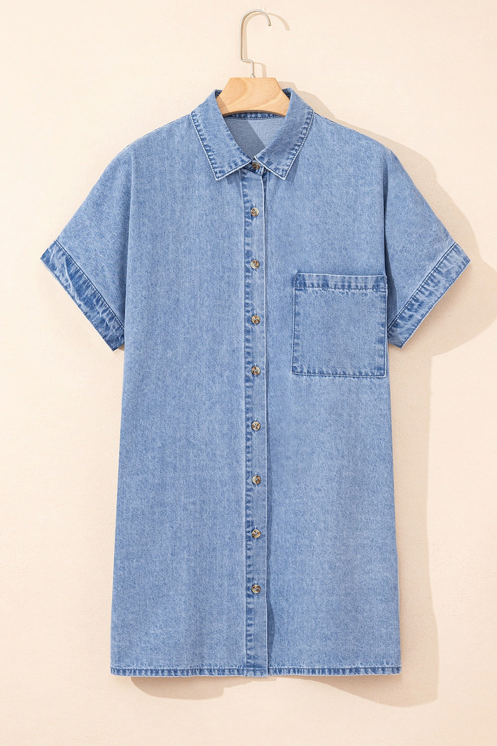 Aura Stylo - Button Down Short Sleeve Denim Dress