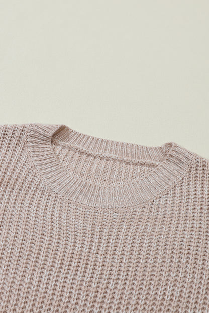 Aura Stylo - Cable-Knit Round Neck Dropped Shoulder Sweater