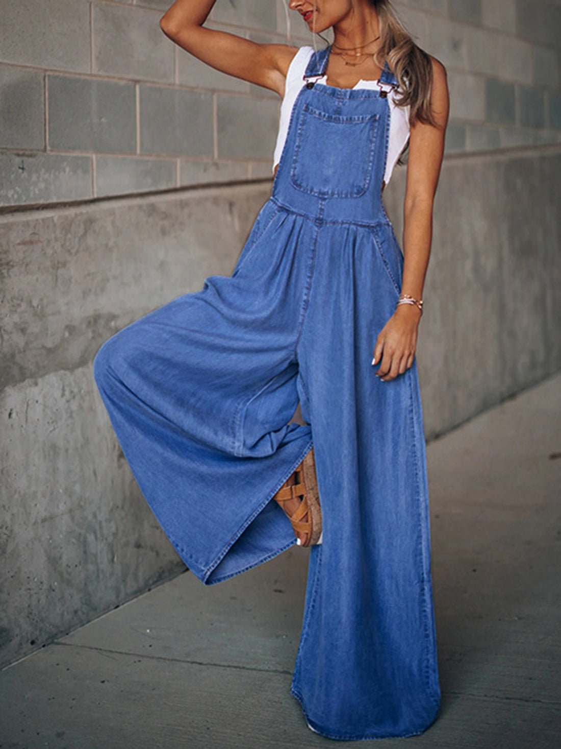 Trendy Wide Leg Denim Overalls