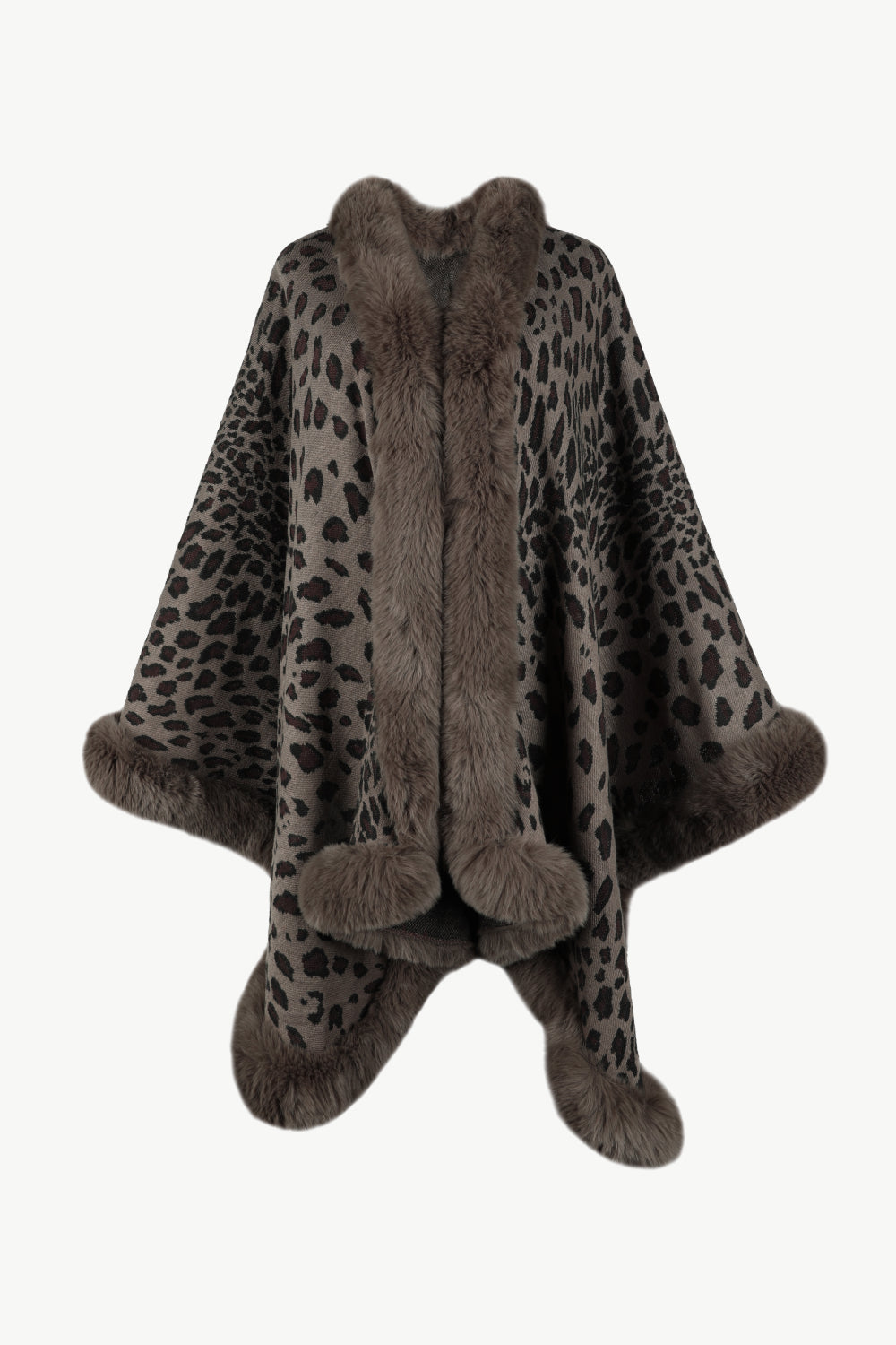 Aura Stylo - Leopard Open Front Poncho