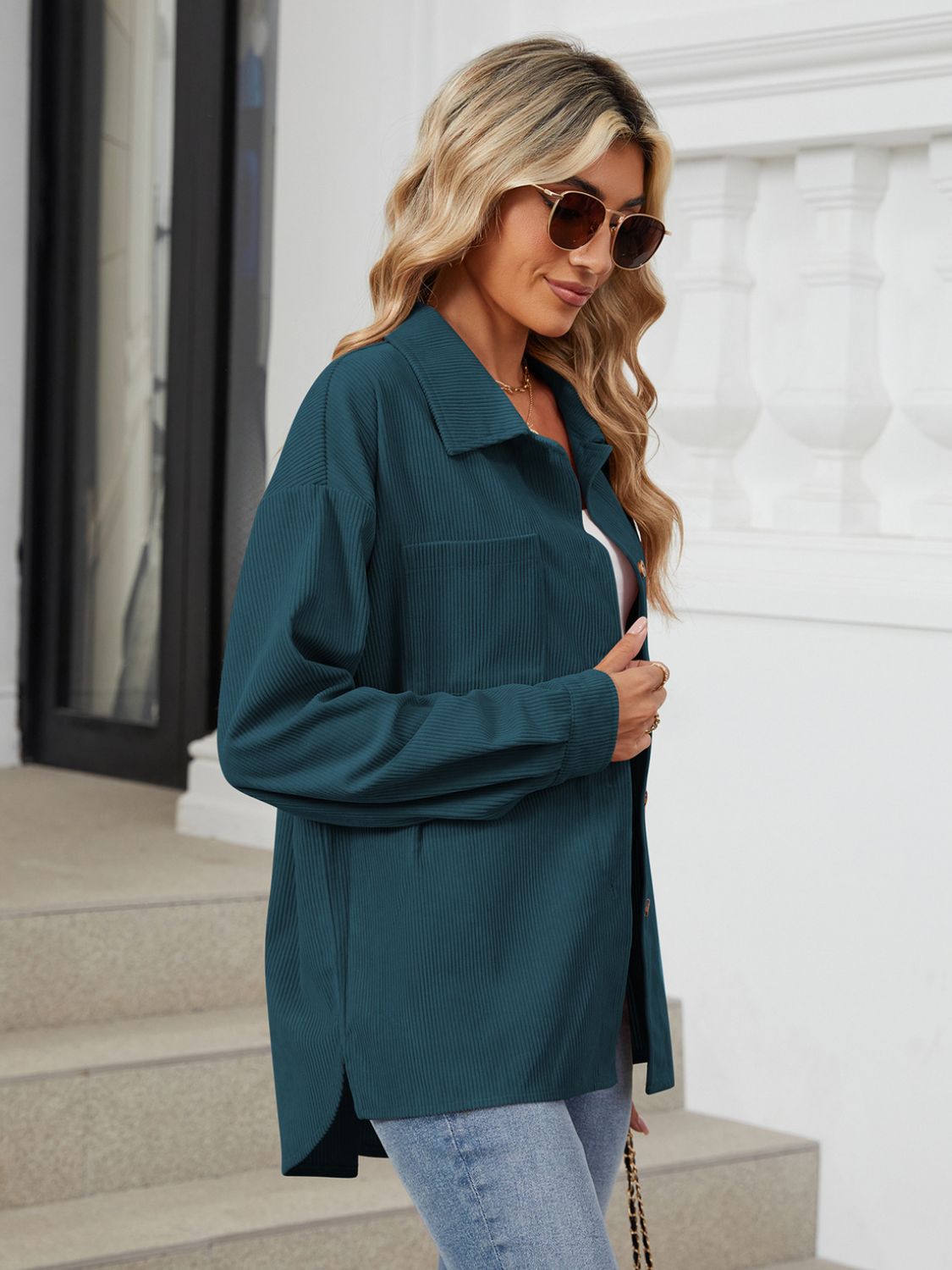 Aura Stylo - Button Up Long Sleeve Shirt with Breast Pockets