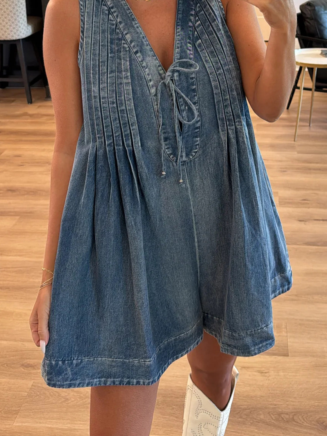 Stylish Tied Romper with Pockets