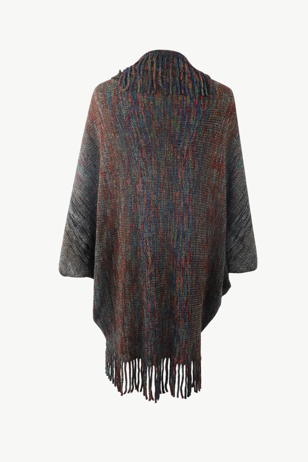 Aura Stylo - Multicolored Fringe Trim Poncho