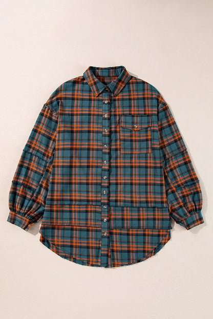 Aura Stylo - Plaid Collared Neck Long Sleeve Shirt