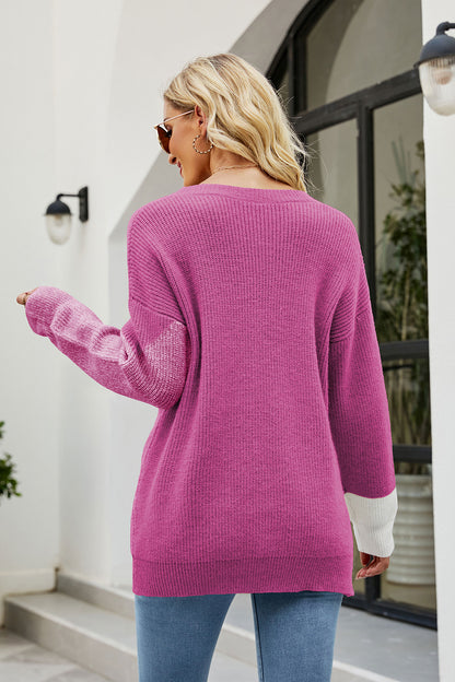 Aura Stylo - Color Block Round Neck Sweater