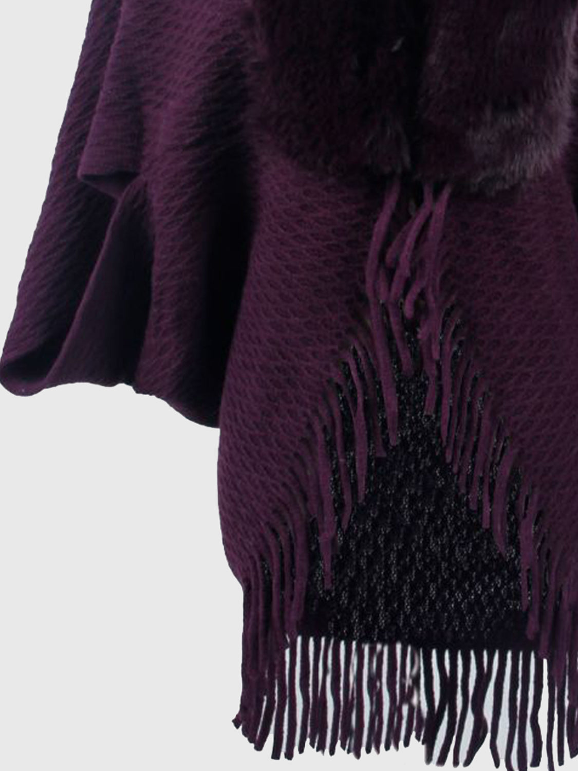 Aura Stylo - Open Front Fringe Hem Poncho