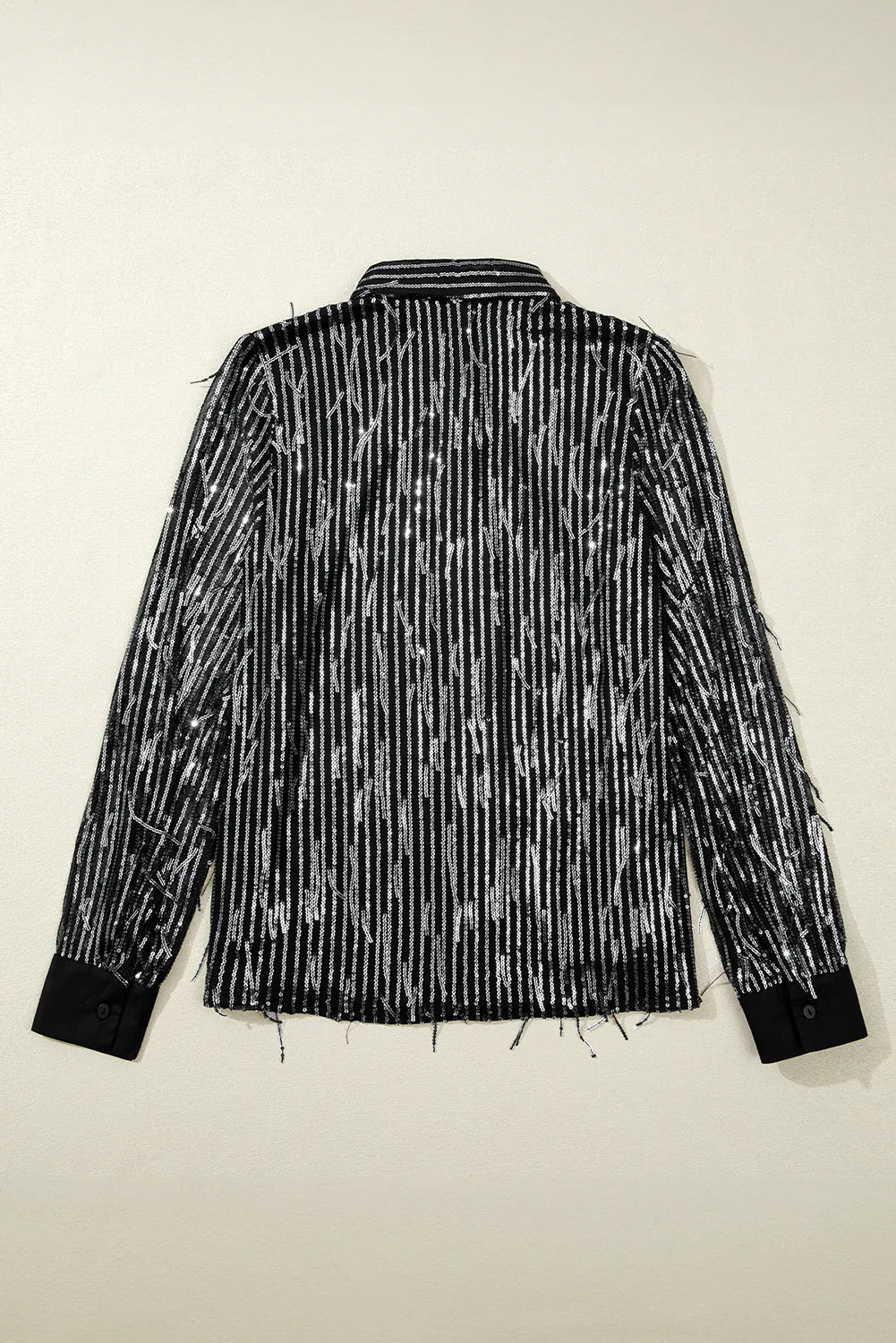 Aura Stylo - Sequin Collared Neck Long Sleeve Shirt