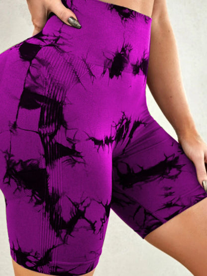 Aura Stylo - Tie-Dye High Waist Active Shorts