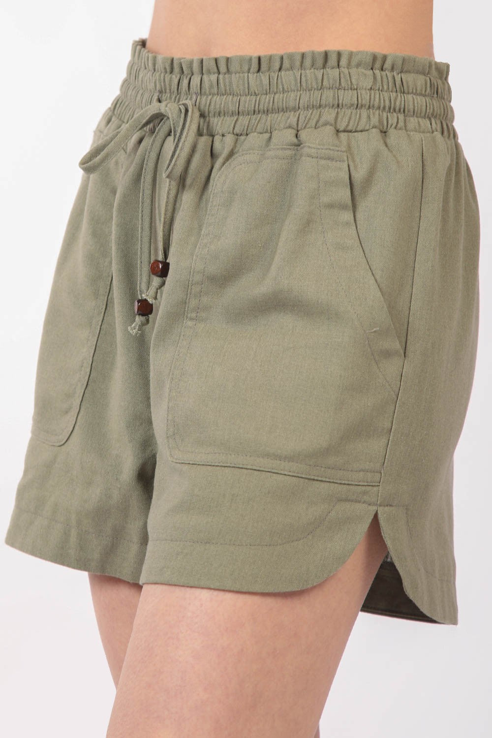 Aura Stylo - VERY J Drawstring Elastic Waist Linen Shorts