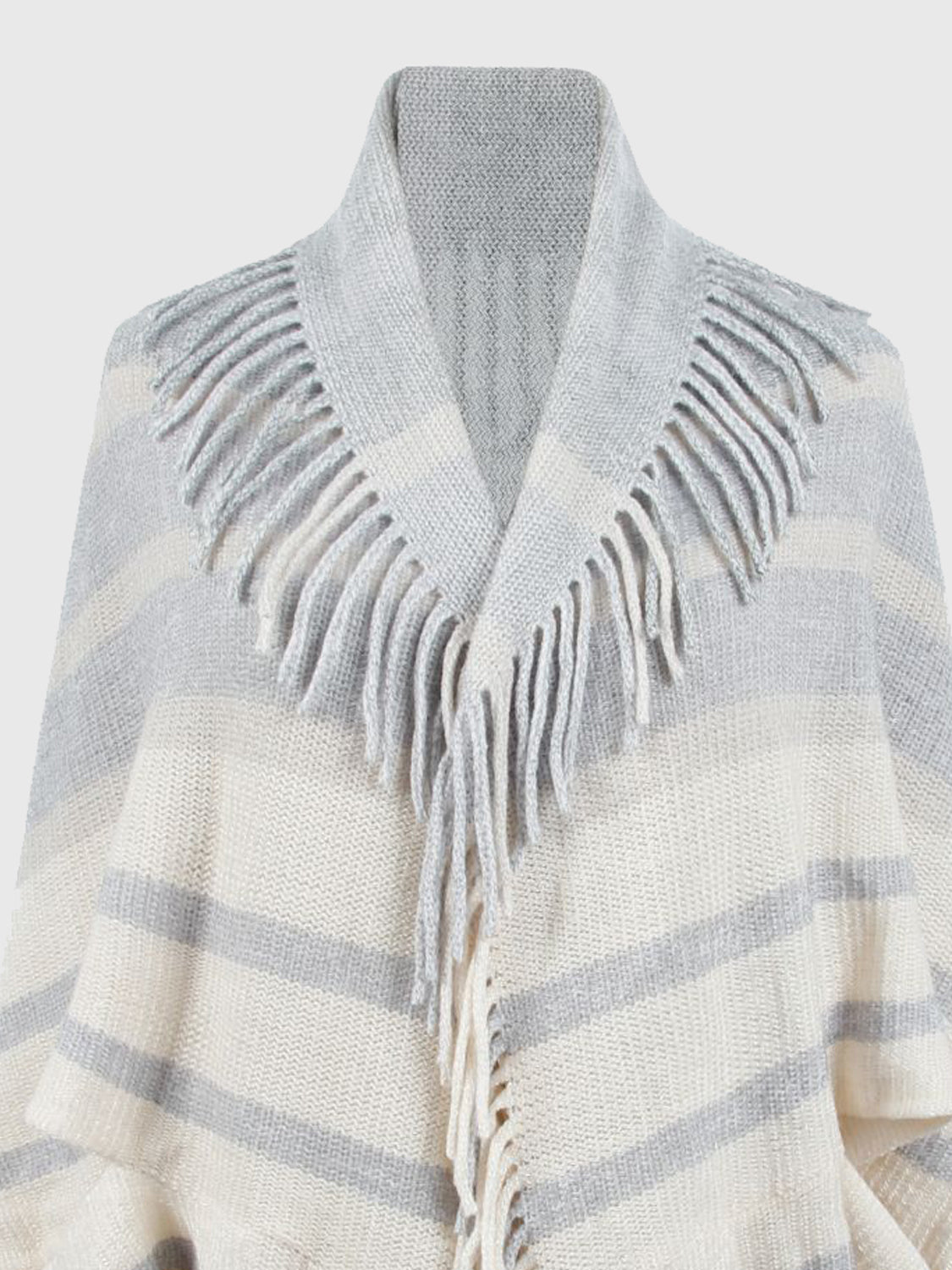 Aura Stylo - Fringe Detail Open Front Poncho