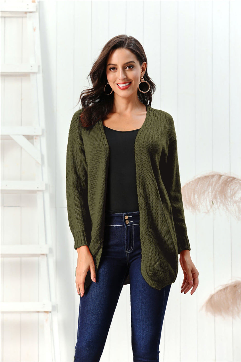 Open Front Long Sleeve Cardigan